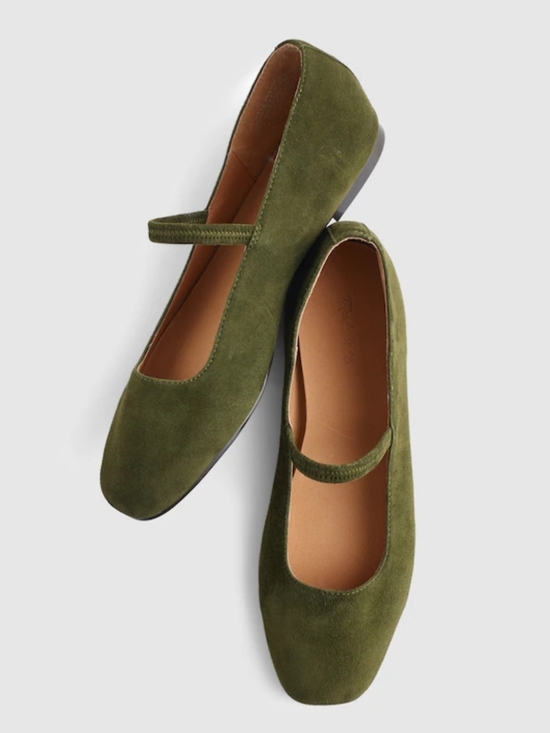 Madewell Shoes - New! Madewell The Greta Ballet Flat in Leather Suede Loden 9